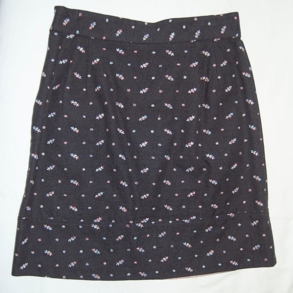 Odille Anthropologie embroidered wallfia gray skirt vintage 00s twee - Picture 2 of 4